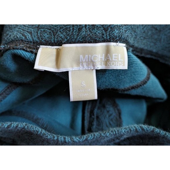Michael Kors Teal & Black Leggings Size Small S ~ Floral Print - Picture 3 of 3